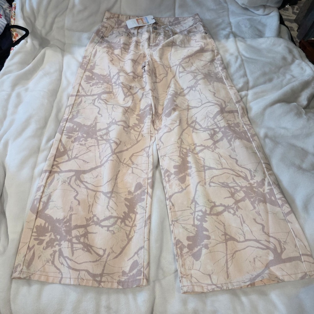 Cali1850 Pink Camo Cargo Pants Wide Leg Women Size 9x29 Skater Grunge Baggy Y2K